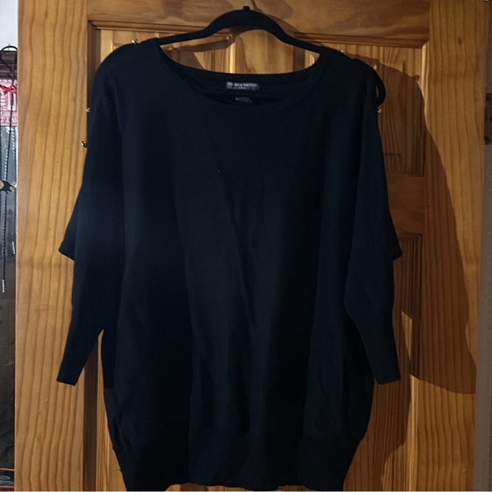 Chelsea And Theodore- Sweater Blue Gold Buttons